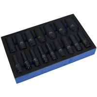 1/2in Drive Metric Deep Impact Impacted Sockets 6 Sided 10mm – 32mm 16pc