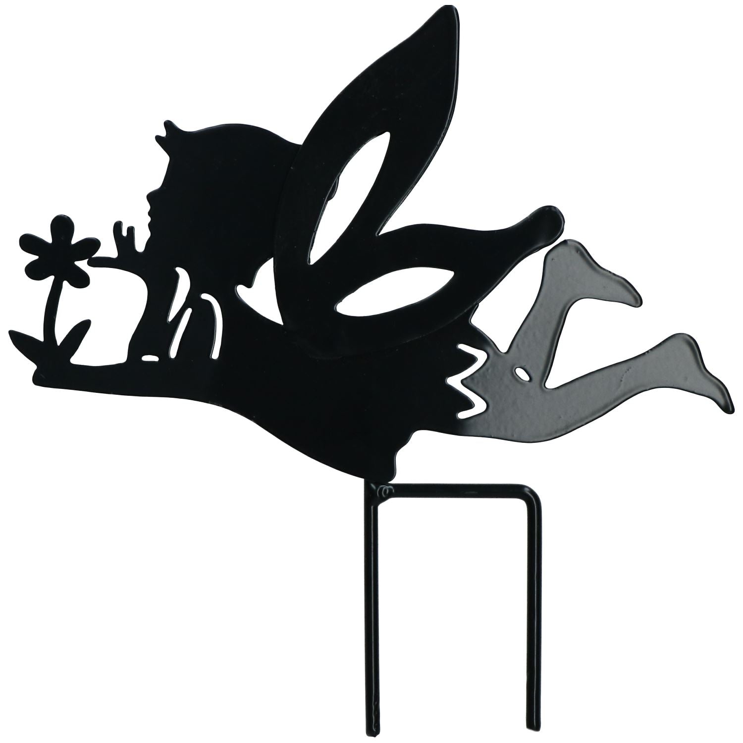 Lot de 4 petites silhouettes de fées noires avec piquet pour décoration de jardin