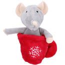 Cadeau de Noël pour chat - Petite souris en peluche froissée dans une tasse à thé - Jouet de jeu