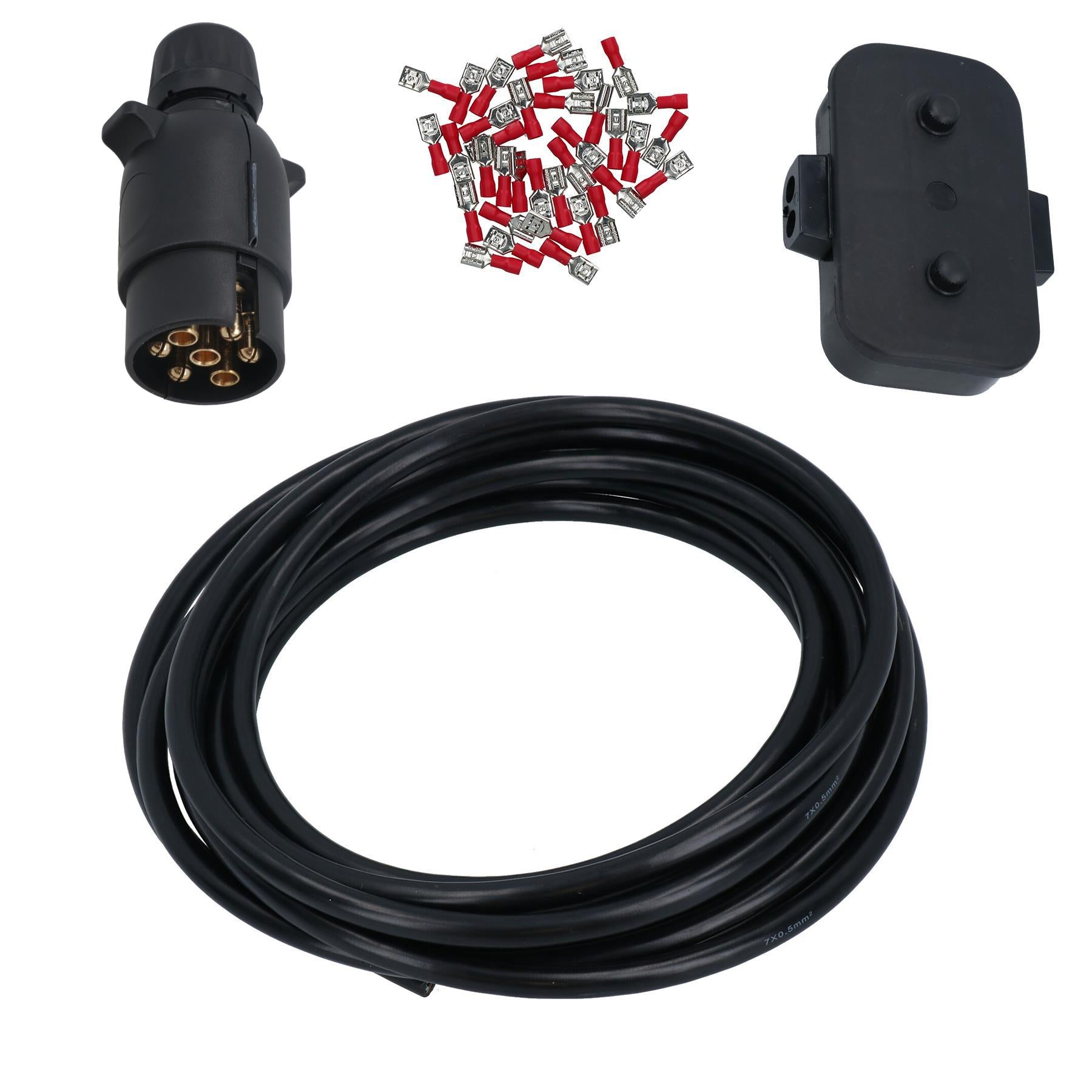 Neuverdrahtungssatz für Anhängerbeleuchtungselektrik, Stecker, Anschlussdose, 10 m Kabelklemmen