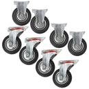 4" (100mm) Rubber Fixed and Swivel Castor Wheel Trolley Caster (8 Pack) CST03_04