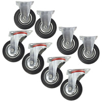 4" (100mm) Rubber Fixed and Swivel Castor Wheel Trolley Caster (8 Pack) CST03_04