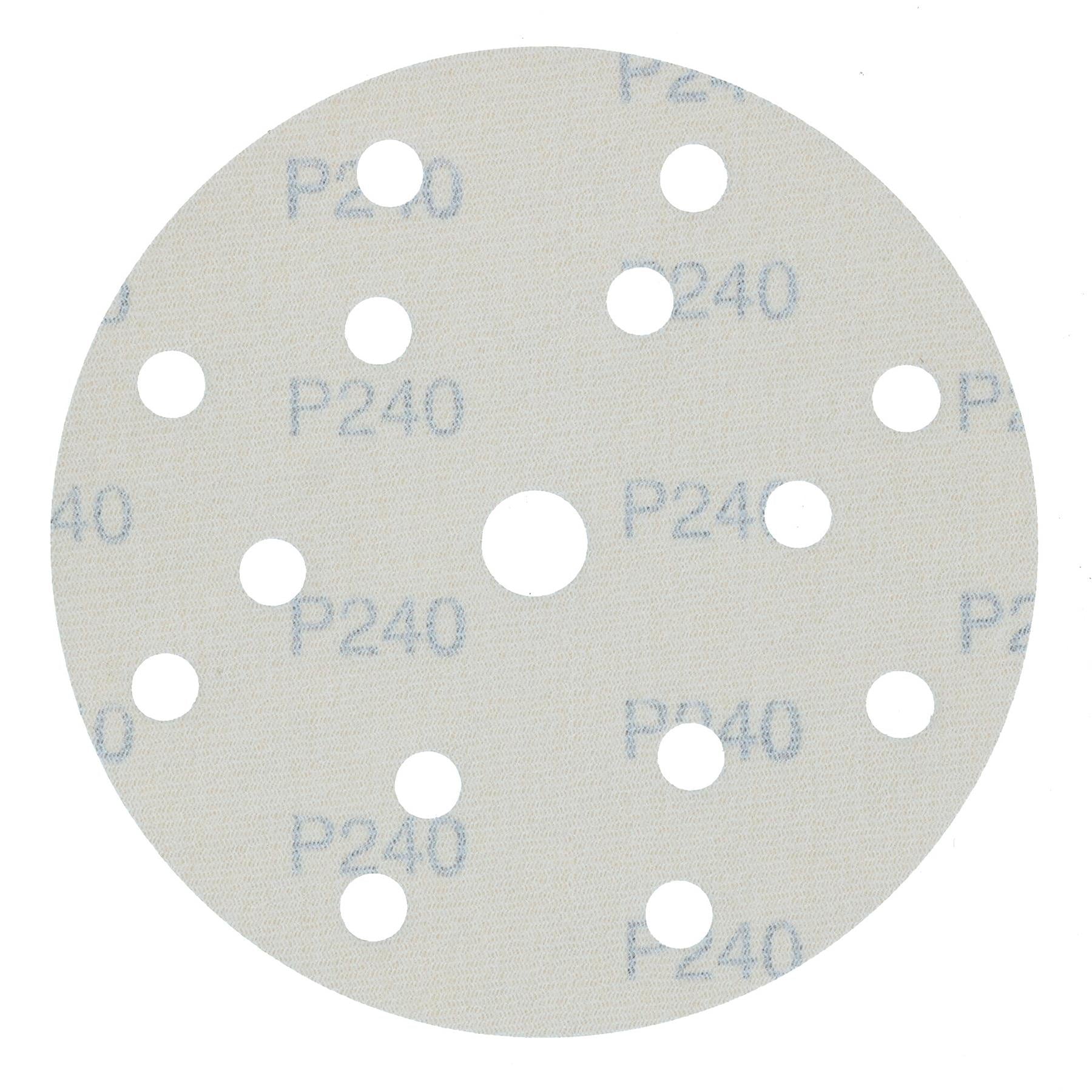 150mm Sanding Discs Aluminium Oxide Abrasive 240 Grit 15 Hole Hook + Loop