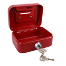 4.5” Petty Cash Box Money Coin Tin Deposit Security Kids Money Box 2 Keys Red