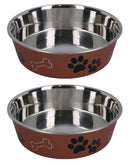 2 Medium Stainless-Steel Copper Bella Bowl Dog Puppy Feeding Food Water Bowl