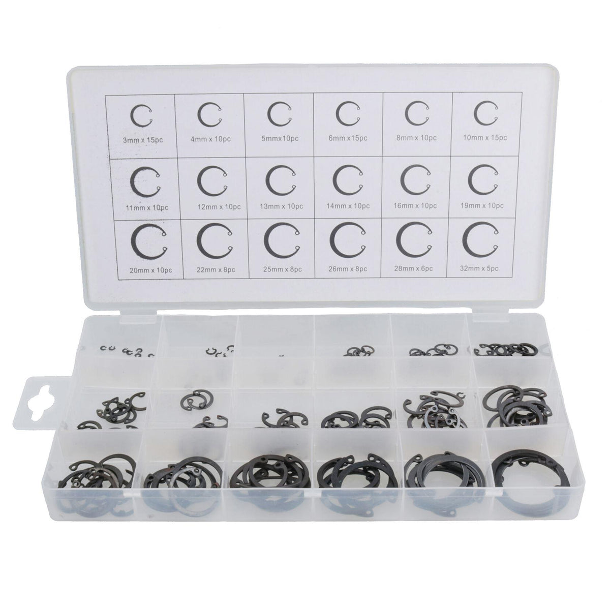 Assortiment de circlips externes / anneaux de retenue à pression 300 pièces AST01