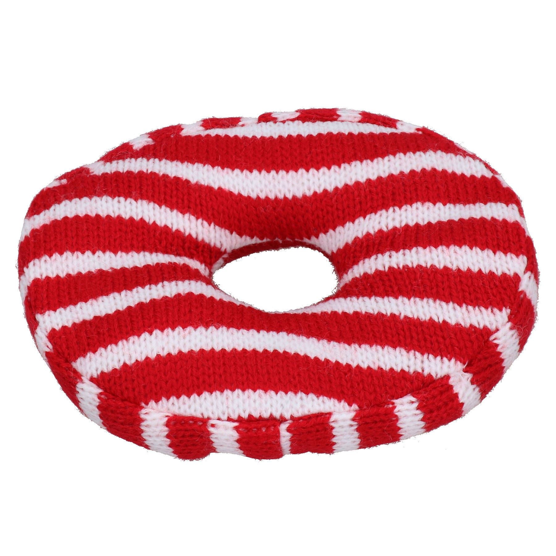 Dog Christmas Gift Set of 3 Doggy Doughnuts Soft Knitted Dog Play Toy