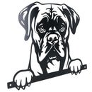 Black Metal Peeking Boxer Silhouette with Fixing Plate Garden Ornament Gift