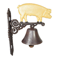 Pig Bell Farm Cast Iron Sign Plaque Door Wall Fence Gate House Garage Porch