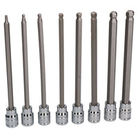 3/8" Drive Metric Extra Long Allen Hex Key Ball Ended Sockets 3mm - 10mm 8pc