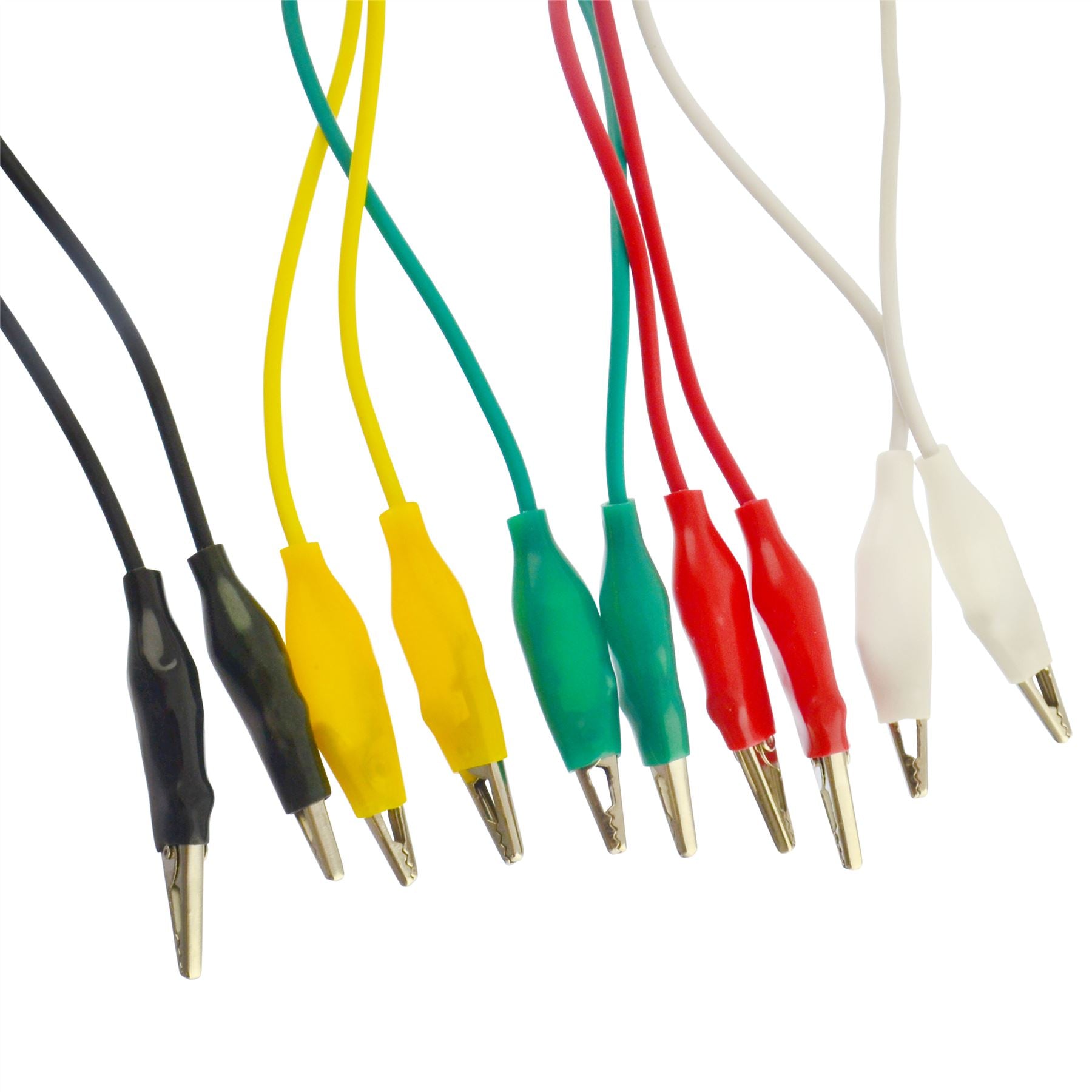 50cm Coloured Test Leads With 25mm Crocodile Alligator Clips 10 leads 5 colours