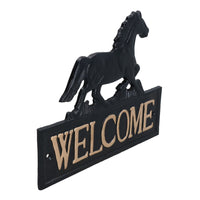 Horse Welcome Cast Iron Sign Plaque Wall Fence Gate House Stable Farm Yard