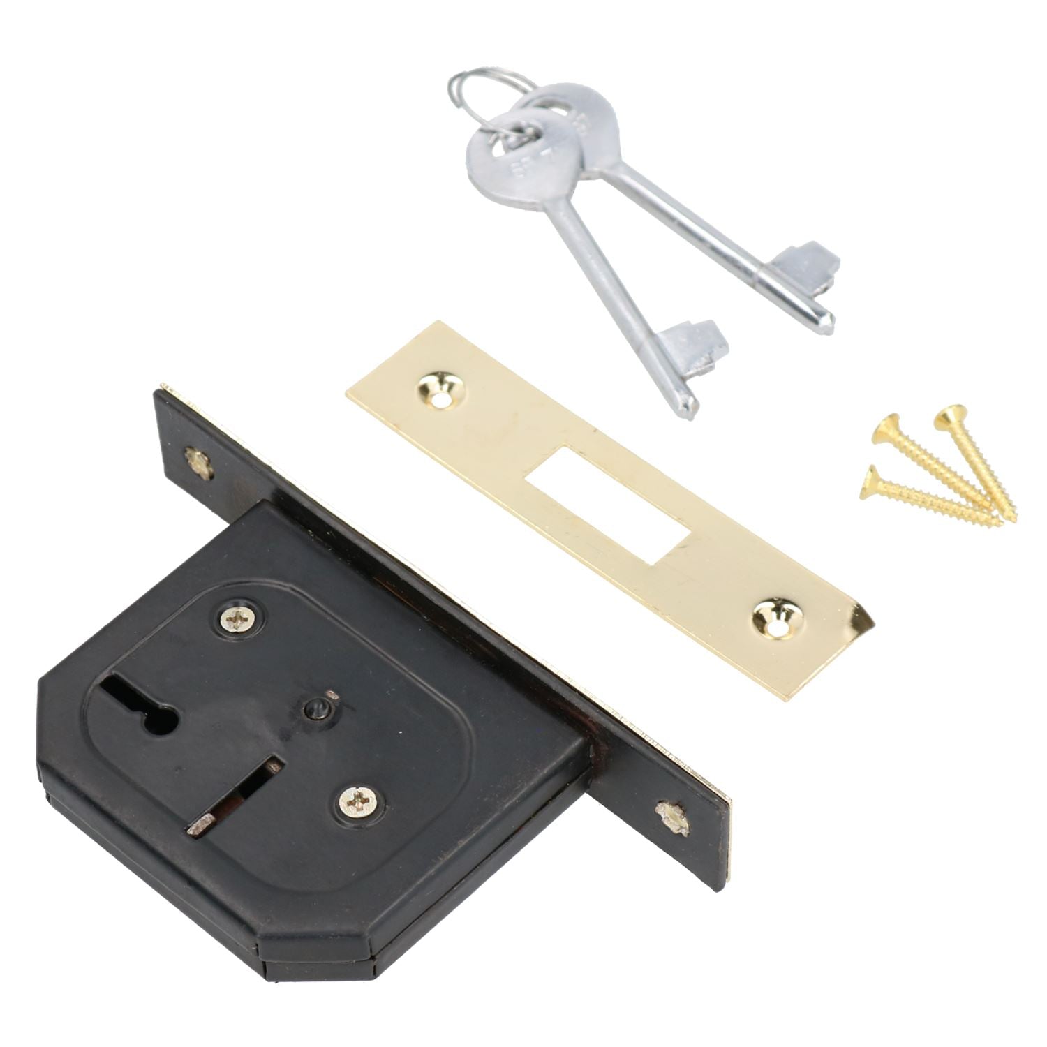 2-1/2" Mortice 3 Lever Deadlock Security Door Bolt Latch Brass Plate Deadbolt