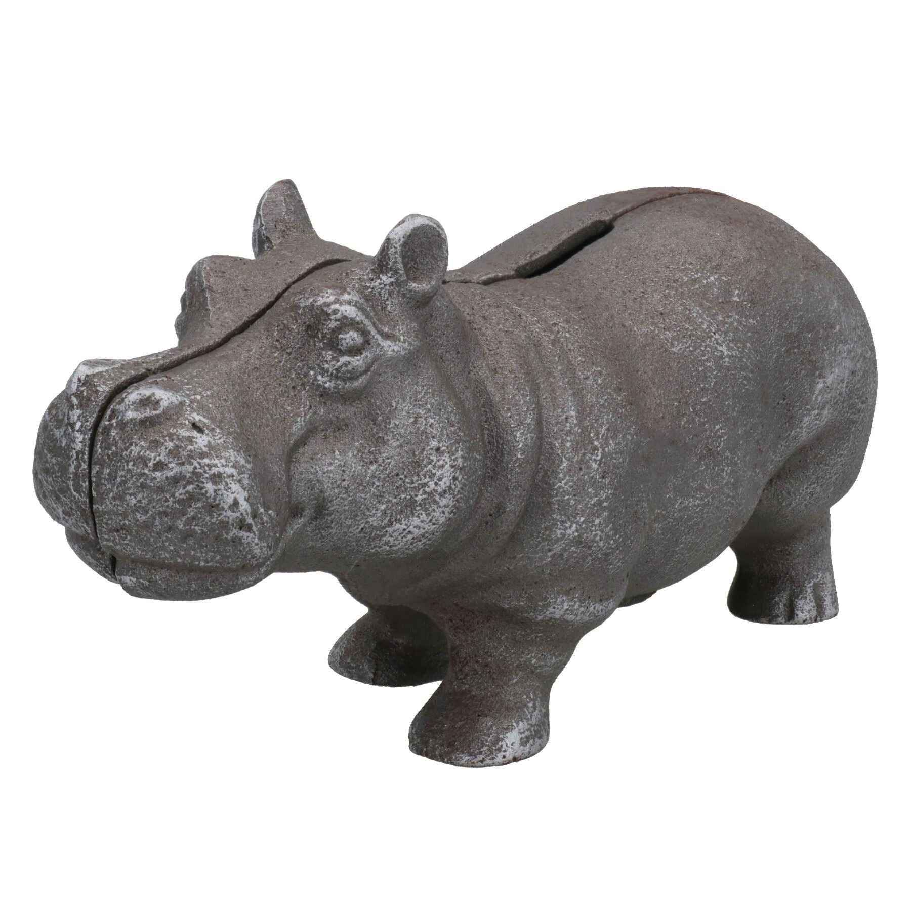 Hippo Money Bank Box Cast Iron Coin Cash Change Jar Animal Safari Africa