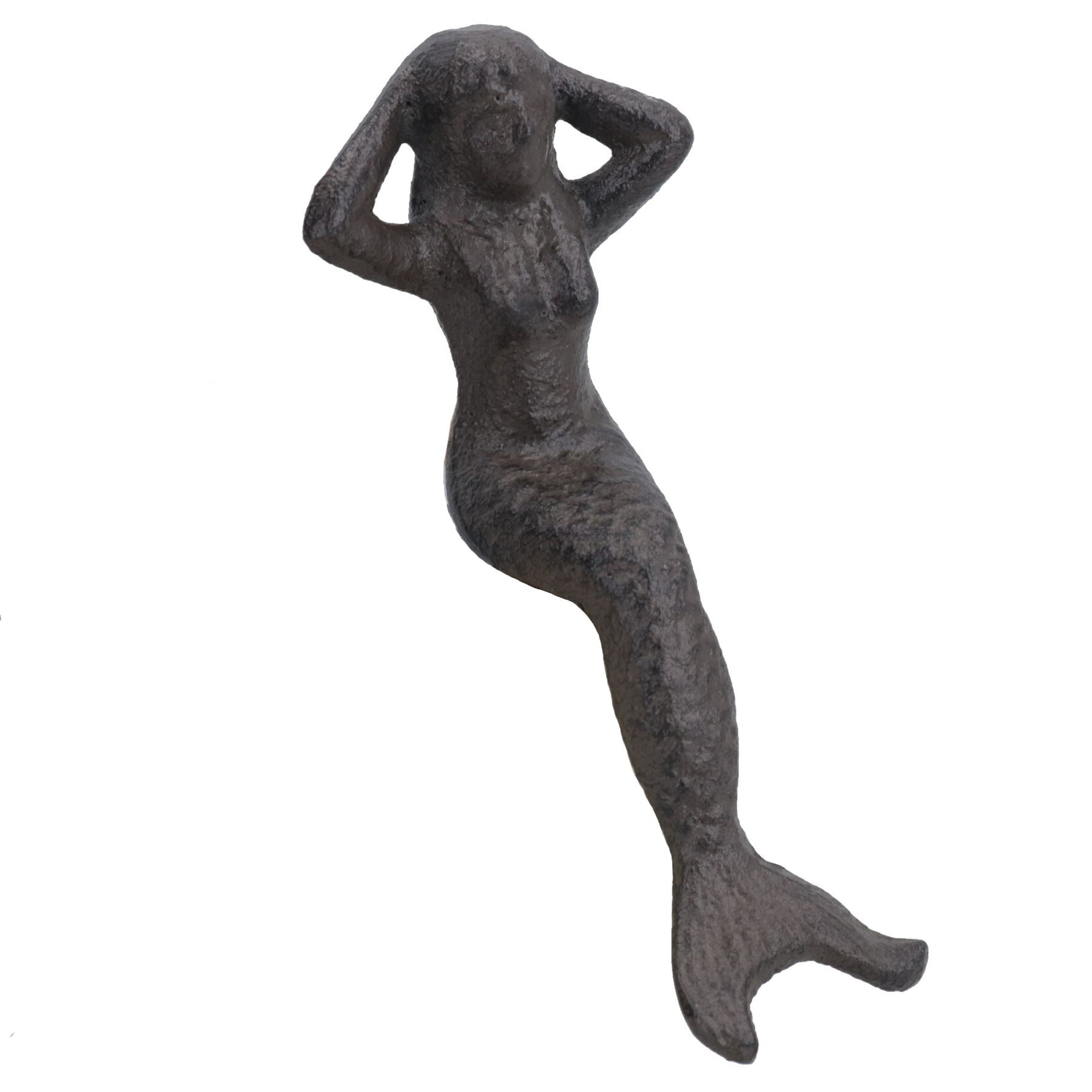 Petite statue de sirène en fonte, ornement de jardin, étang à eau, étagère assise