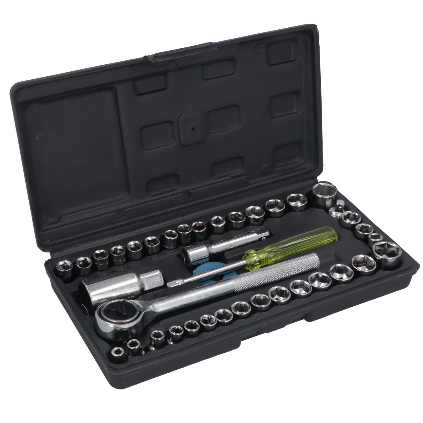 Jeu de douilles peu profondes 3/8" et 1/4" Dr métriques et impériales 40 pièces Clé à cliquet TE416