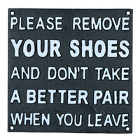 Please Remove Your Shoes Sign Plaque Cast Iron Garden House Home Wall Door