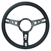 14" Traditional Classic Car Steering Wheel Black Vinyl 3 Spoke Centre 6 Hole