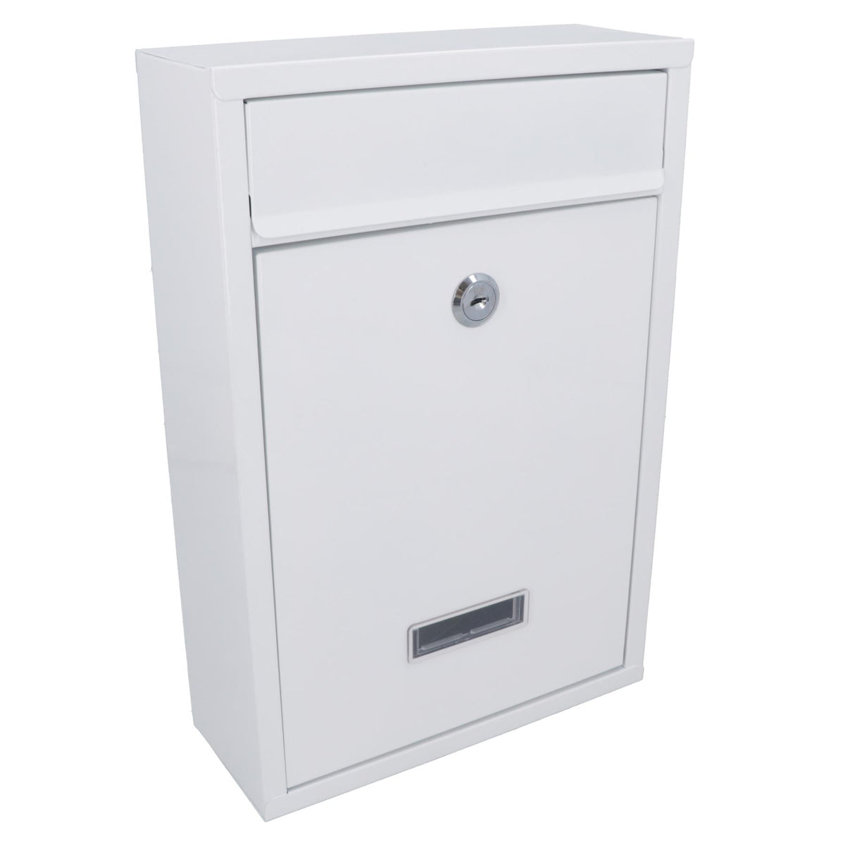 White Wall Mounted Lockable Metal Post Box Outdoor Letter Mail Box Keyed