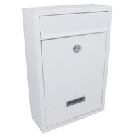 White Wall Mounted Lockable Metal Post Box Outdoor Letter Mail Box Keyed