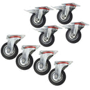 4" (100mm) Rubber Swivel and Swivel With Brake Castor Wheel (8Pack) CST04_05