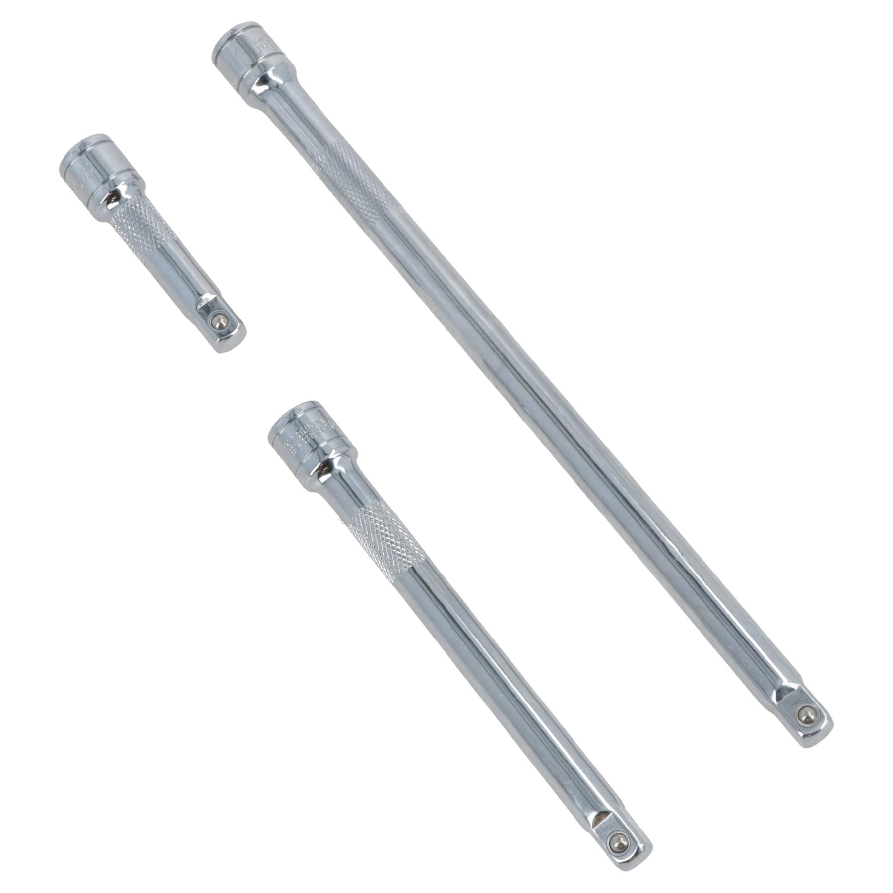 3/8" Drive Straight Socket Extension Bar Set 75mm 150mm + 250mm 3pc