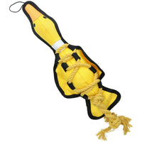 Yellow Cross Tug Rope Duck &Orange Cross Tug Bone Dog Play Toy With Squeak