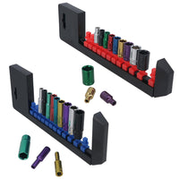 24pc Coloured 1/4" Dr Shallow & Deep Sockets 6 Point Hex Metric 4 - 13mm Rails