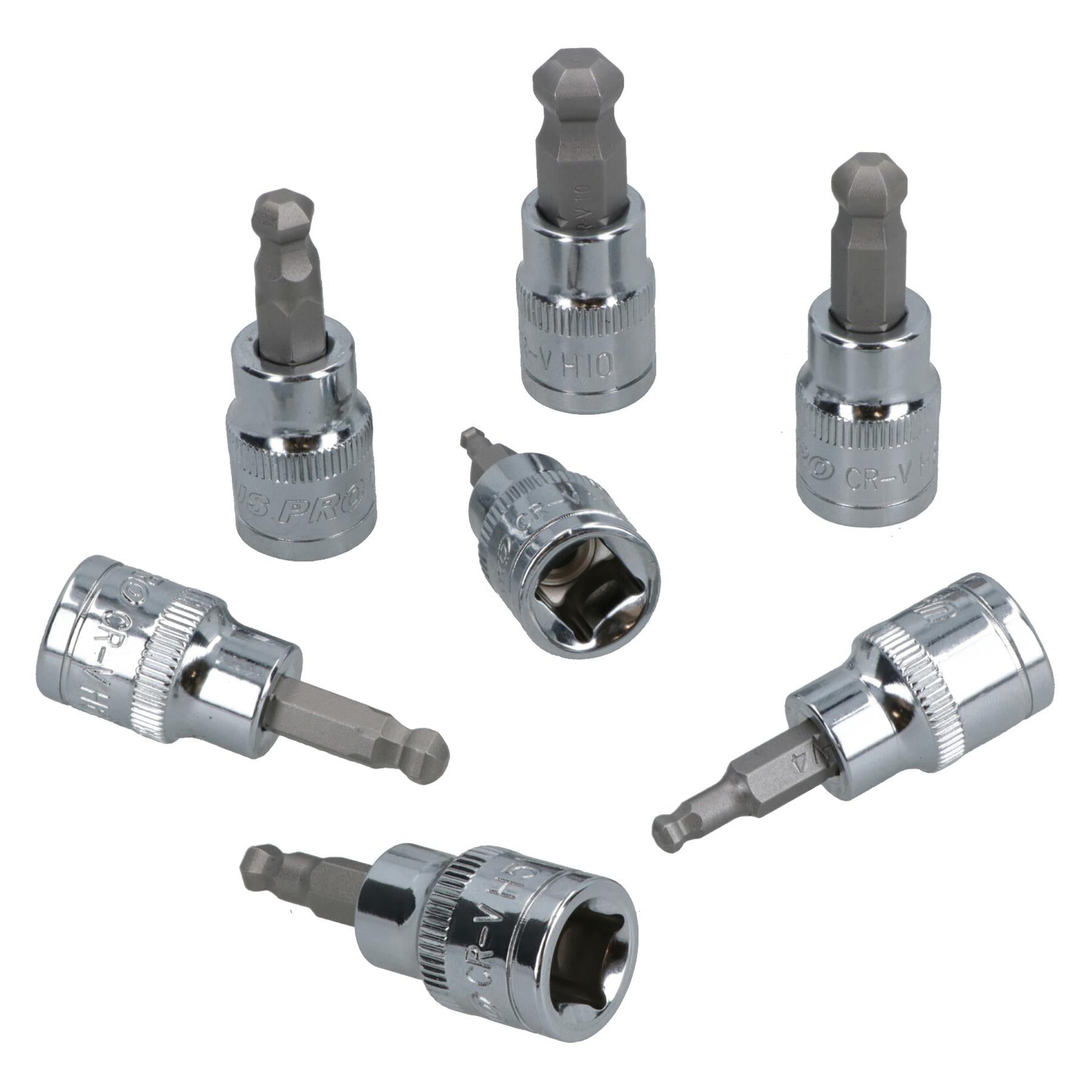 Metric Shallow Ball Ended Allen Hex Key Sockets 3/8in. Drive 3 – 10mm 7pc