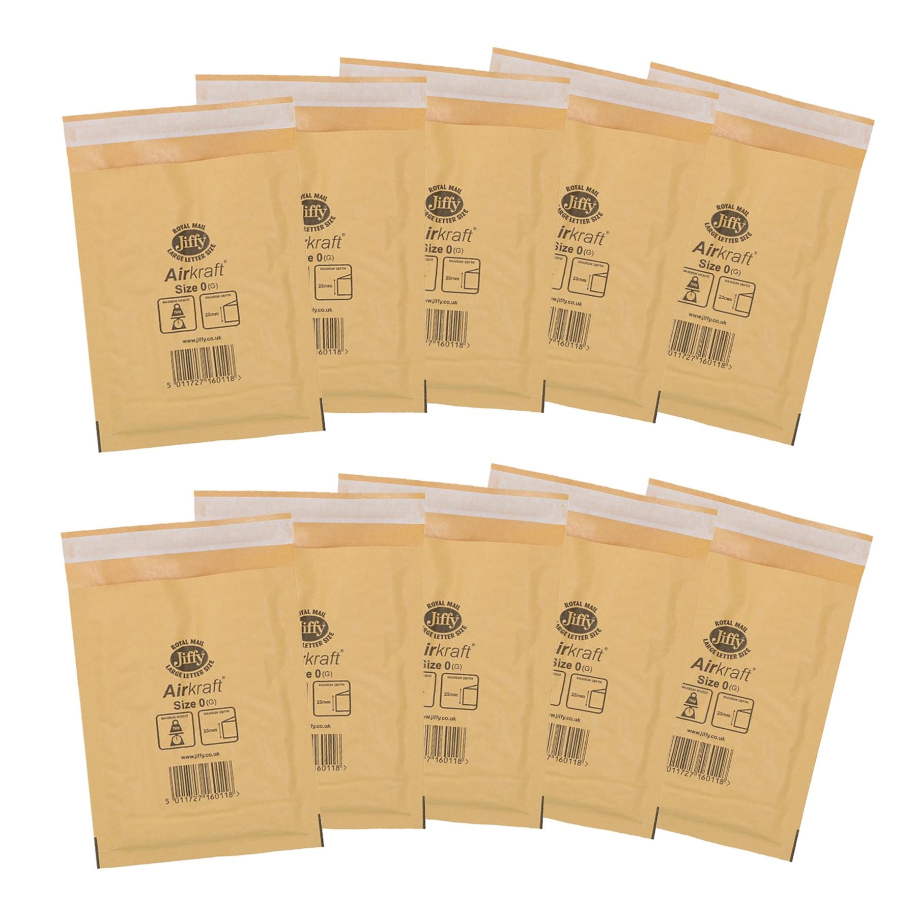 10pk Genuine Gold Jiffy Bag Airkraft Bubble Padded Mail Bag Envelope Size 0