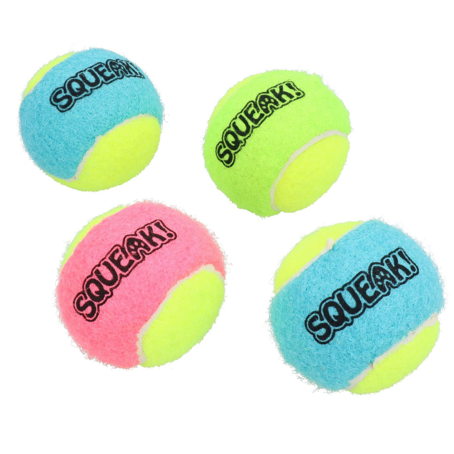 4pk Mini Interactive Squeaky Tennis Balls Puppy Dog Chuck Fetch Play Time- 4cm