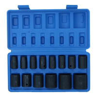 Jeu de 14 douilles à chocs peu profondes métriques MM à entraînement 1/2" 10 mm - 32 mm