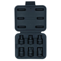 Impact 1/2" Drive Shallow Stubby Torx Star Male Bit Sockets T55 - T100 6pc Set