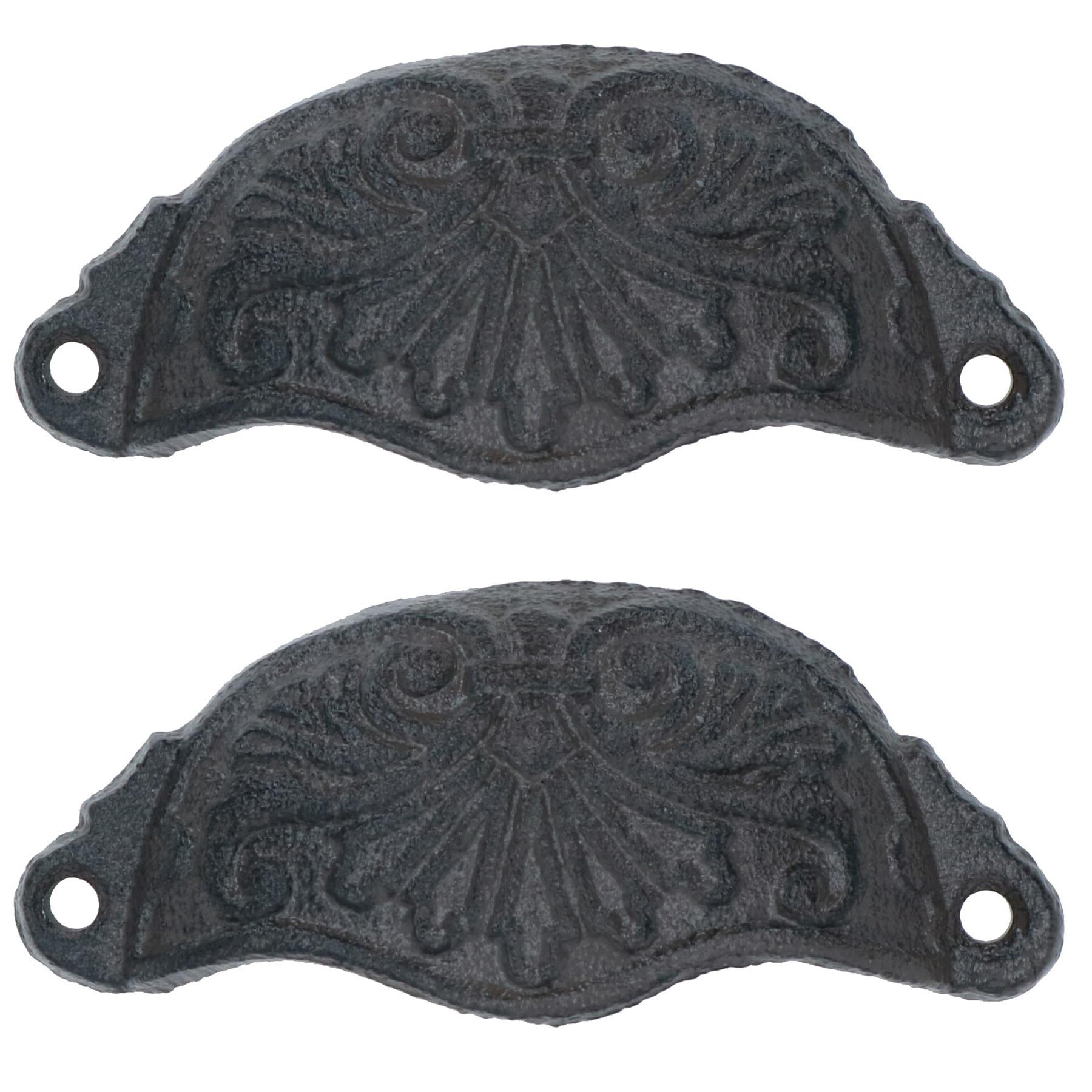 Furniture Door Pull Handle Cast Iron Cupboard Drawer Chest Shell Cup Clam