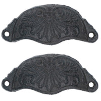Furniture Door Pull Handle Cast Iron Cupboard Drawer Chest Shell Cup Clam
