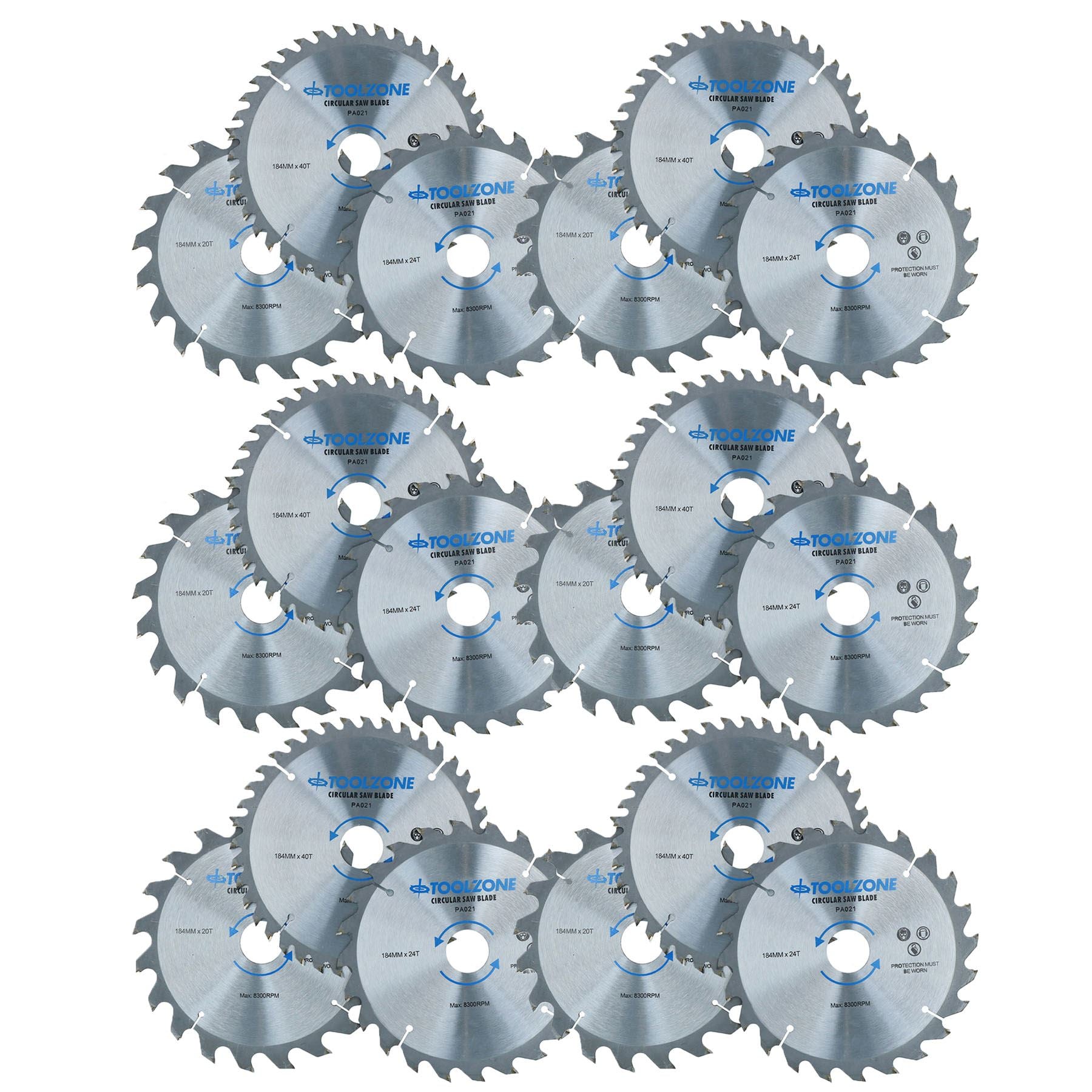 184mm TCT Circular Saw Blades Coarse – Fine 20 24 40 Teeth + Adaptor Rings