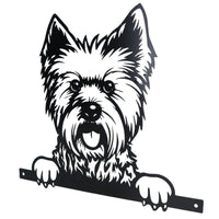 Black Metal Peeking West Highland Terrier Silhouette Fixing Plate Garden Decor