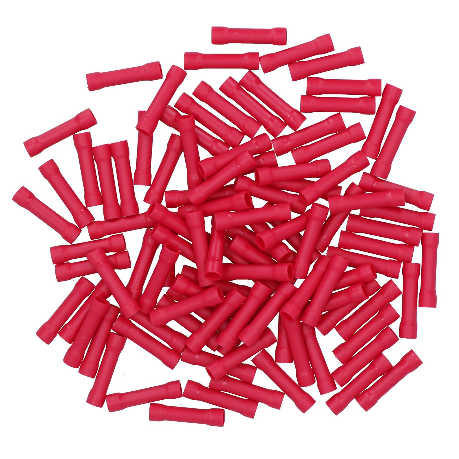 Insulated Straight Butt Connectors Electrical Crimps on Terminals Wire Cable Red