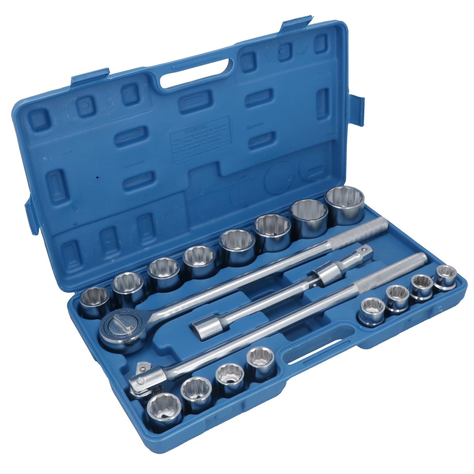 3/4" Socket Set Metric Sizes 21pcs 19mm to 50mm Extension Ratchet 12 Sided TE177