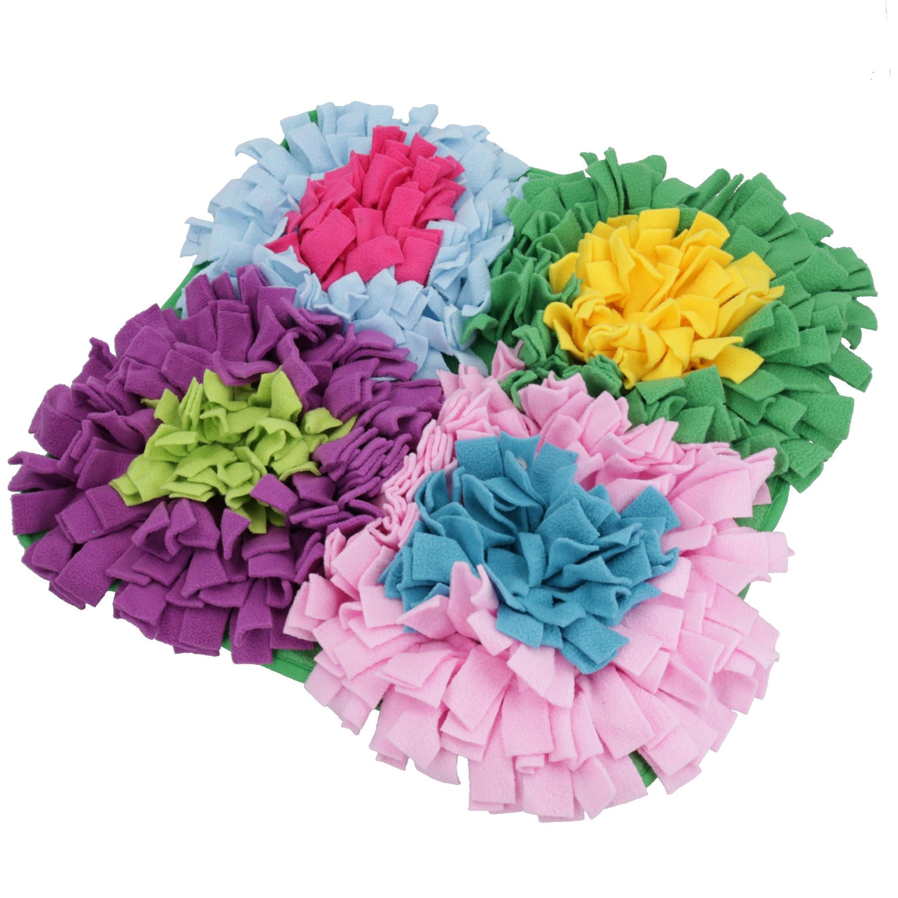 Multi Flower Dog Fluffle Treat Finder Rummaging Mat Interactive Dog Puzzle Toy