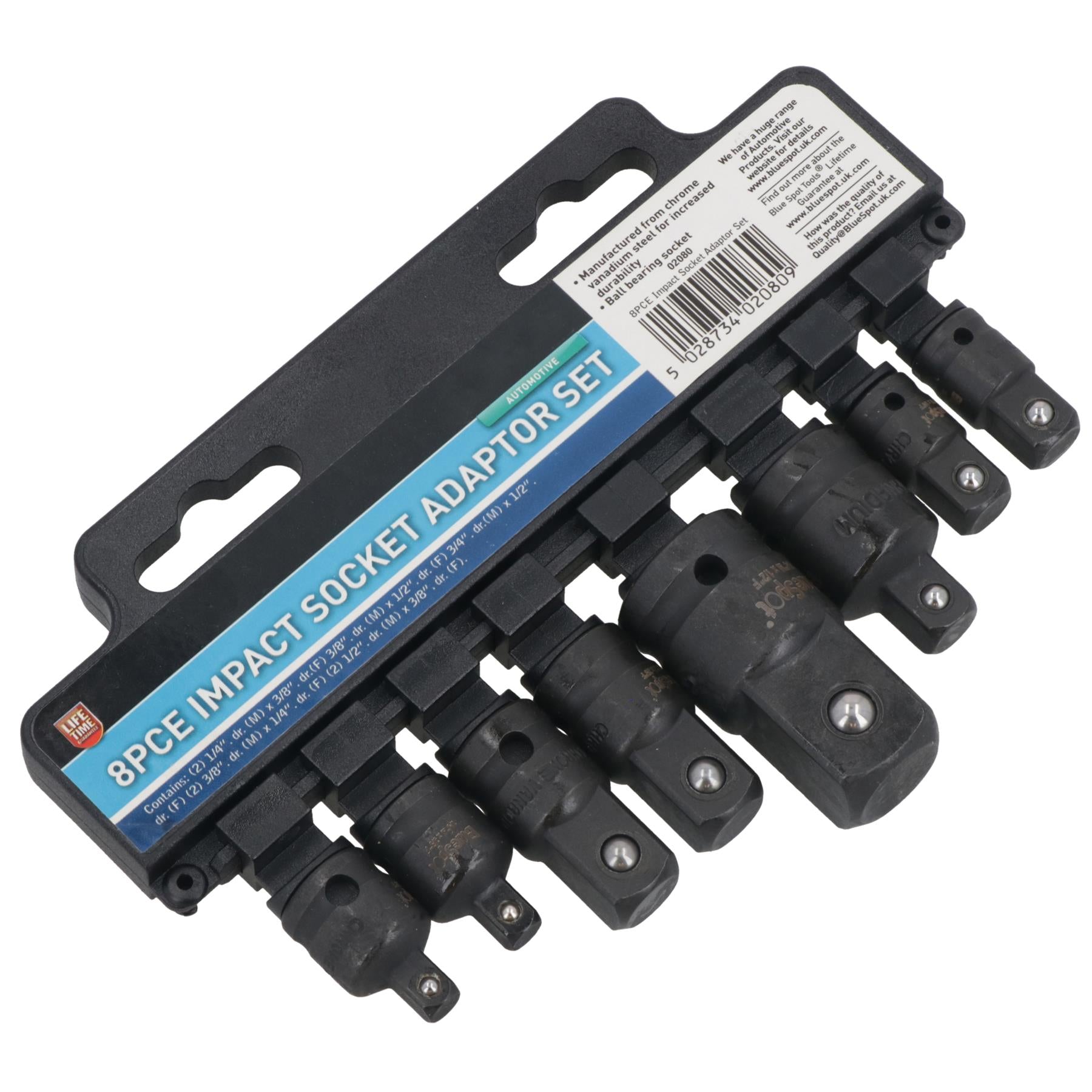 Impact Impacted Socket Adapter Adaptor Step Up Reducers 1/4" - 3/4" Drive 8pc