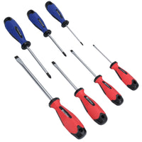 7pc Screwdriver Set Slotted Flat And Pozi Headed With Soft Grip Handles