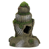 Décoration d'aquarium aquatique Tête couverte de mousse Ornement de petit aquarium 15x8x20cm