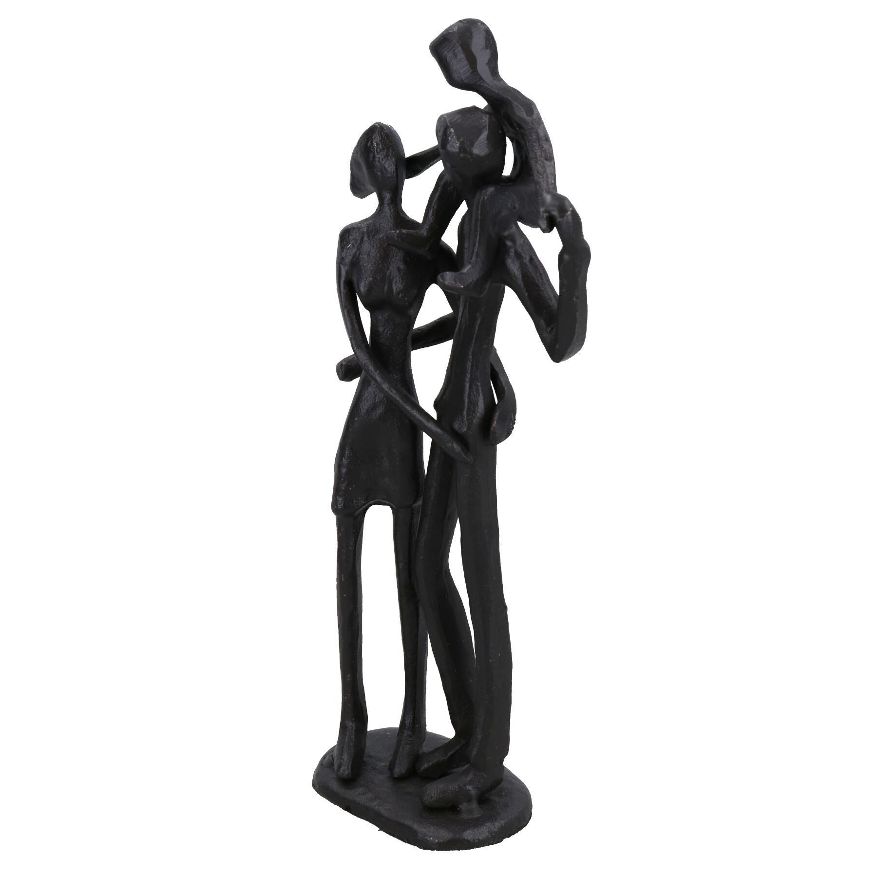 Family of 3 Piggy Back Silhouette Figurine Statue House Decor Ornament Cast Iron