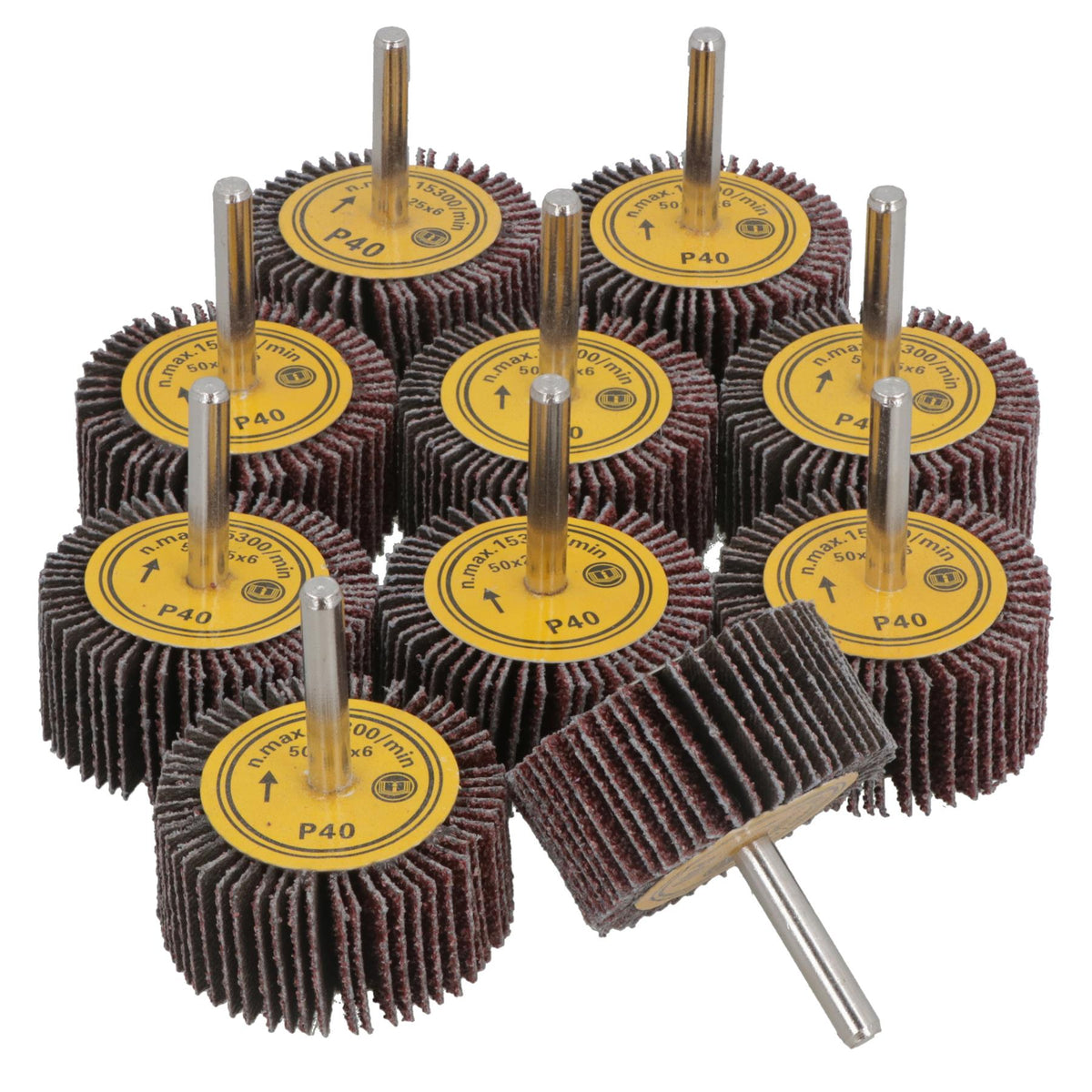 50mm 40 Grit Abrasive Flap Wheel Discs Sanding Rust Removal 6mm Shank