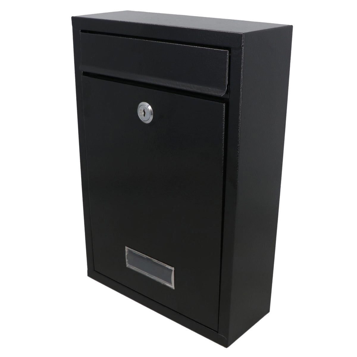 Black Wall Mounted Lockable Metal Post Box Outdoor Letter Mail Box Keyed