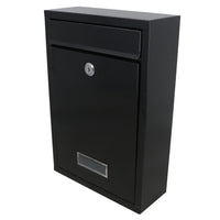Black Wall Mounted Lockable Metal Post Box Outdoor Letter Mail Box Keyed