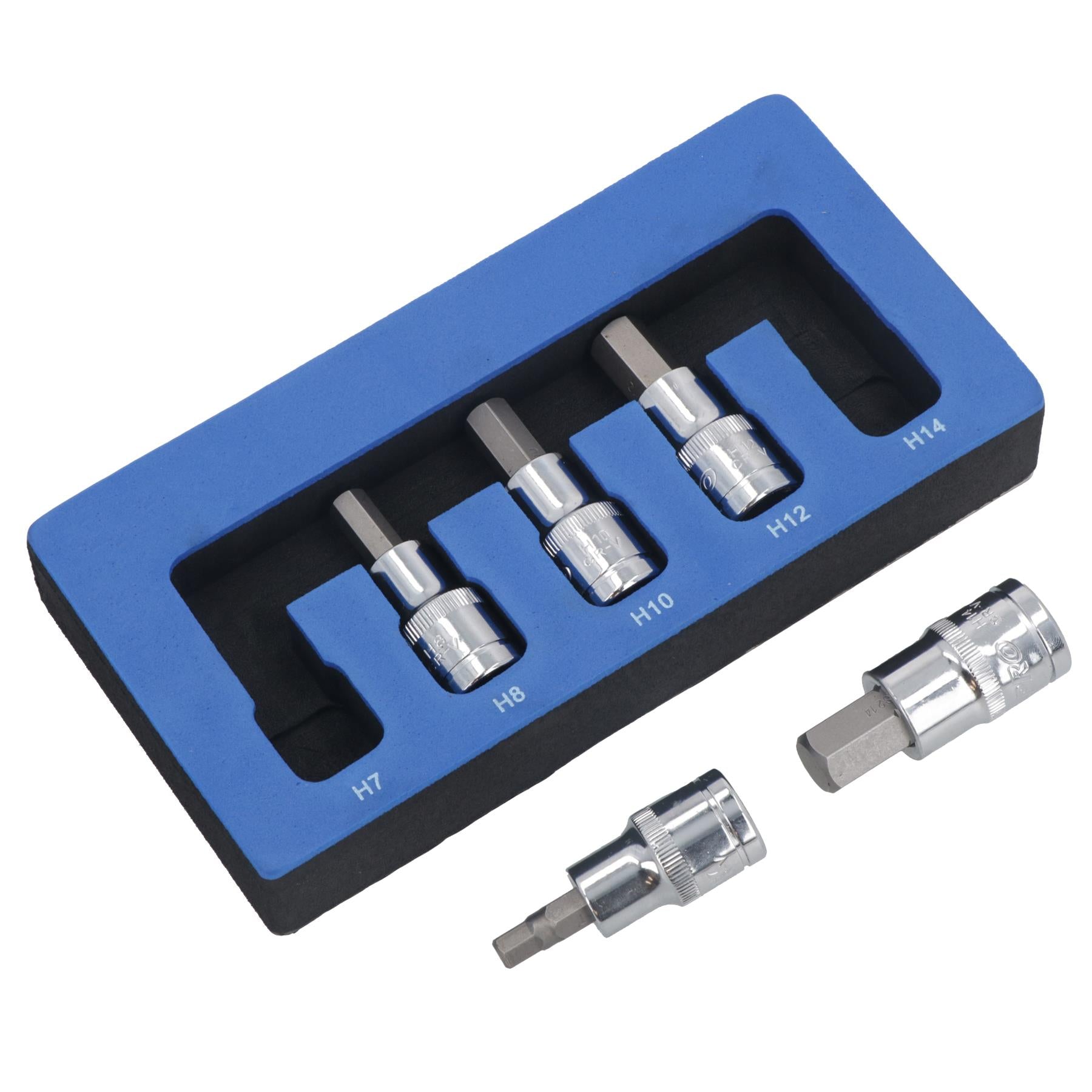 Hex / Allen Sockets Key Bits 1/2" Drive Metric Sizes 7mm - 14mm 5pcs