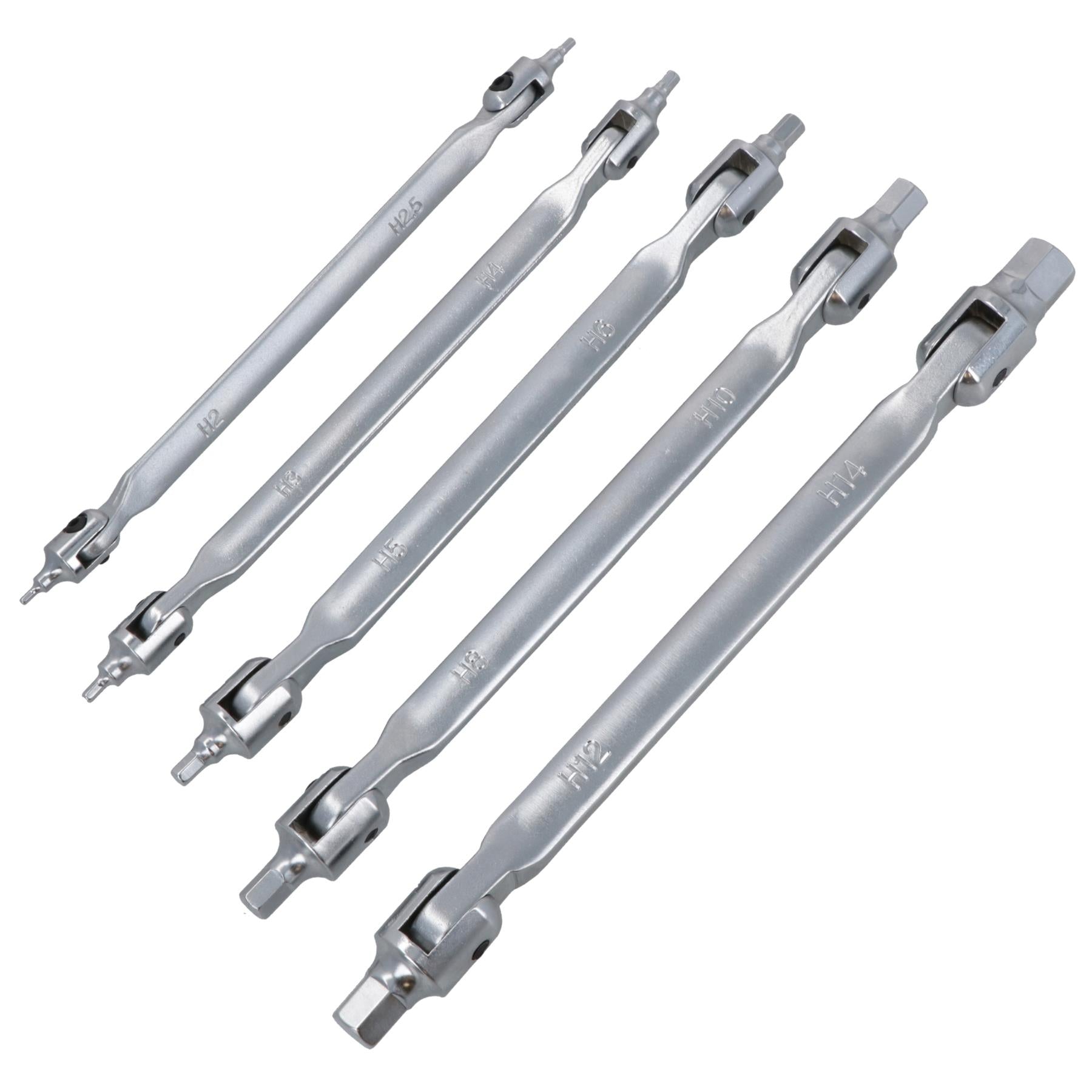 Tête pivotante à double extrémité mâle hexagonale / Allen flexible 2 mm - 14 mm 5 pièces 10 tailles