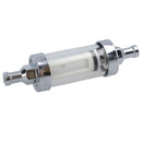 Inline Fuel Petrol Filter Glass + Chrome Universal for 8mm (5/16”) Hose